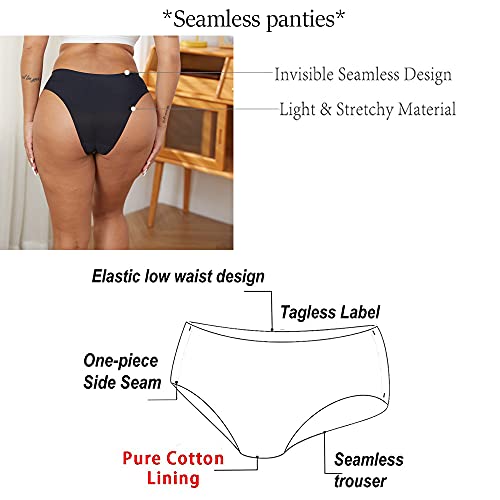 Women\'s Seamless Underwear No Show Bikini Briefs 6 Pack, 2F2GNB,L