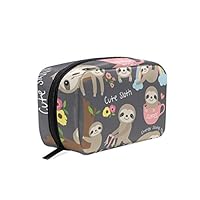 Makeup Bag Portable Travel Cosmetic Train Case Cute Sloth Toiletry Bag Organizer Accessories Case Tools Case for Beauty Women