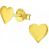 925 Sterling Silver Heart Stud Earrings, Sold as a Pair