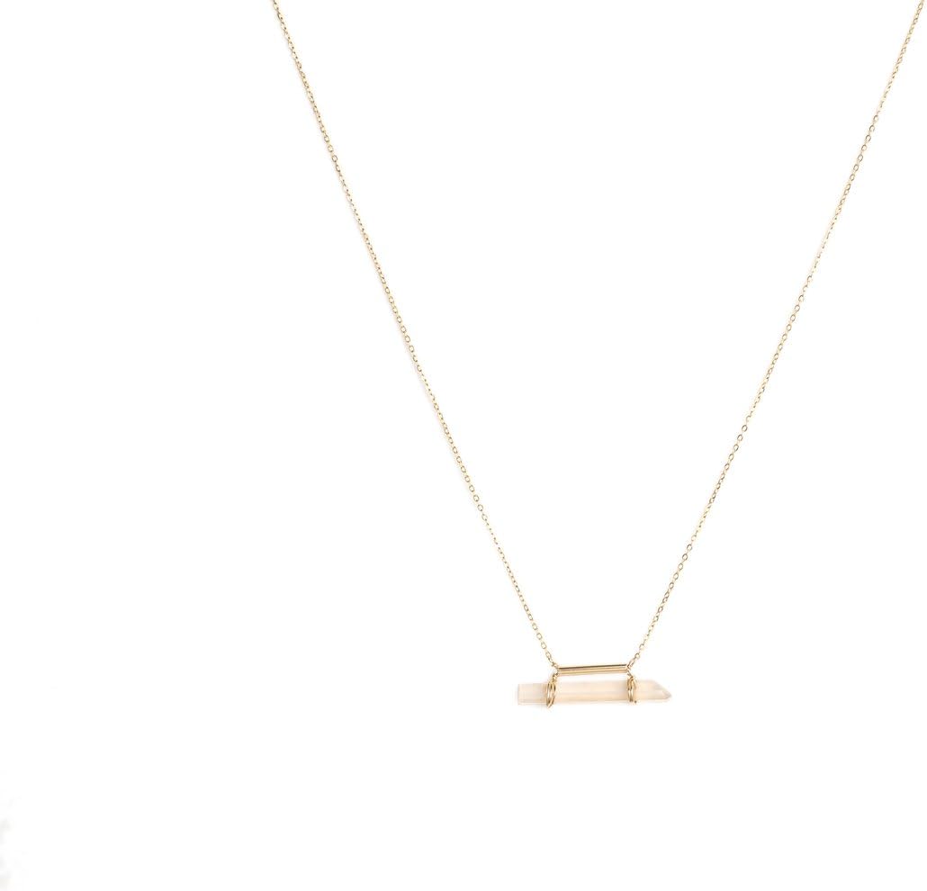 Kozakh Women's 14k Gold Filled Round Clear Quartz Rory Crystal Necklace of Length 40.64-45.72cm