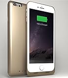 Phone 6S Plus Battery Case , iPhone 6 Plus Battery Case - 6000mAh External Protective Charging Case Extended Portable Charger Backup Battery Pack Case (Gold)