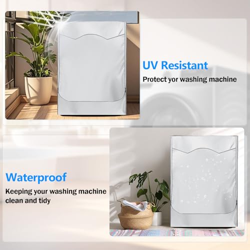 Cozary Waterproof Outdoor Washing Machine Cover, Oxford 420D Washing Machine with Zip, UV Protection Anti-Dust Cover for Washing Machine and Dryer 60 x 65 x 85 cm