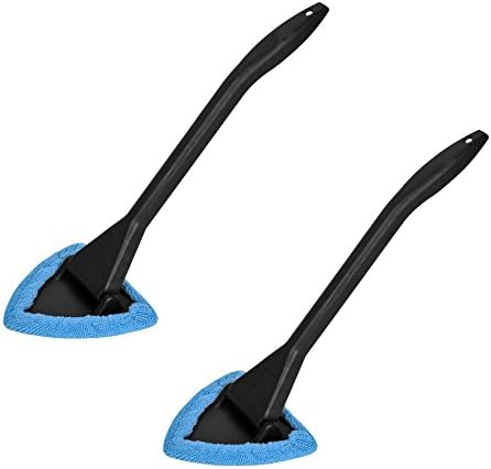 DingChen 1pc Windshield Cleaner Wiper for Auto Window Glass Cleaning Brush Tool Long Handle Swivel Head Detachable Microfiber Towel