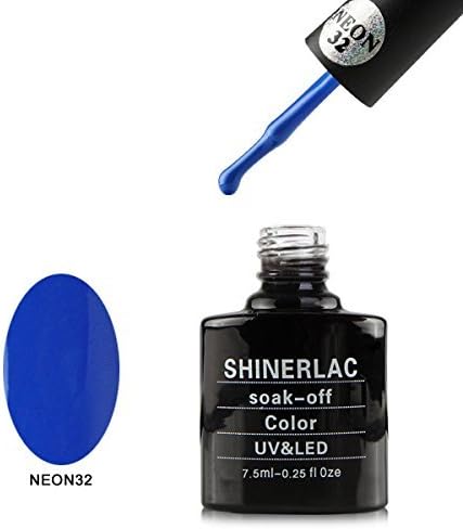 Shinerlac UV LED Nail Polish Gel for Soak Off Shellac Nails, Neon 32 Blue by Shinerlac