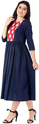 AANIA Beautiful Printed Exclusive Cotton Women's Dress Length 46 Inches