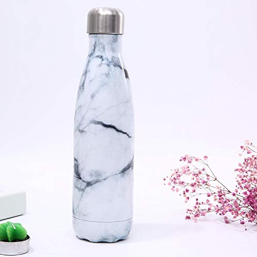 Kids Stainless Steel Water Bottle 500ML,Metal Water Bottle，Double Walled Vacuum, Small Insulated Water Bottles for School, Girls, Boys BPA Free Reusable Leak Proof for Hot/Cold Water, Marble Pattern
