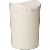 Superio Small Bathroom Trash Can with Lid, Modern White Mini Waste Bin with Swing Lid (1 1/2 Gallon, 6 Liter) Plastic Garbage Can for Kitchen, Bathroom, Bedroom, Office, Under Desk (1, Ecohome)