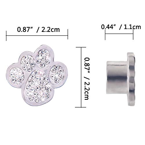 Valve Stem Caps, 4 Pack Handmade Crystal Rhinestone Dog Footprints Universal Car Tire Valve Caps Chrome,Attractive Dustproof Bling Car Accessories - Dog Footprints - Thumbnail 3