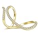 dnswez Gold CZ Cubic Zirconia Open Spiral Statement Half Finger Rings for Women