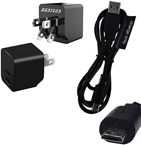 mini wall outlet fast 2.4 Amp 12W charger with dual USB power ports & 22 awg charge only cable / pocket sized for travel designed for micro-USB devices