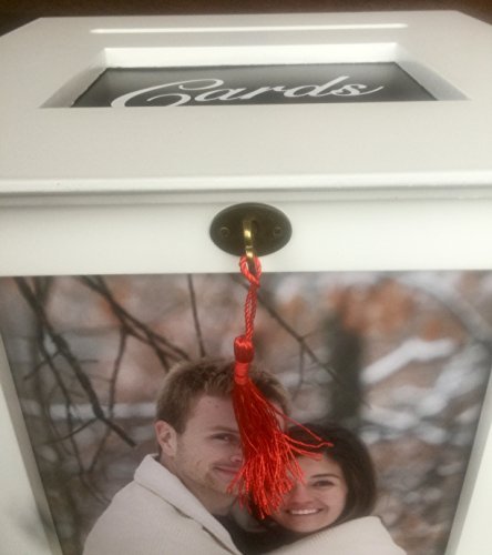 White Wedding Card Box with CARDS Engraved Plate Included - Thumbnail 3