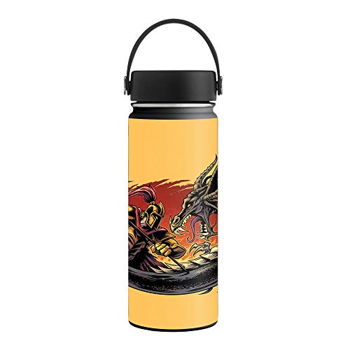 MightySkins Skin Compatible with Hydro Flask 18 oz. Wide Mouth - Dragon and Kni…