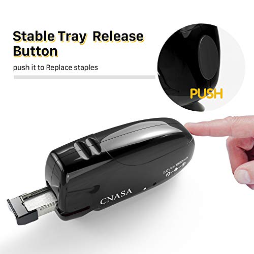 Battery Stapler Automatic, CNASA Electric Stapler Rechargeable Build-in Staple Remover for Office School Home (Black)