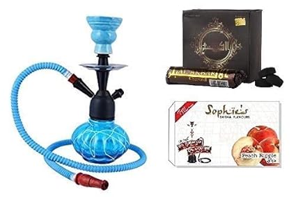 JaipurCrafts Premium Combo of 12 Inch Glass, Iron Hookah, 10 Hookah Charcoal Disk and Premium Hookah Flavour(100% Nicotine and Tobacco Free)