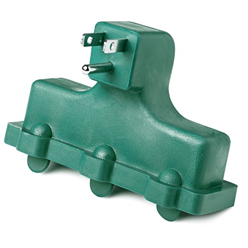ClearMax 3 Outlet Heavy Duty Indoor Outdoor Power Splitter with Outlet Covers (Green - 3 Pack) - Thumbnail 2