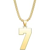 NanMuc Men Number Necklace for Men 18K Gold Plated Sports Initial Stainless Steel Necklace Pendant Personalized Jewelry 3mm Chain