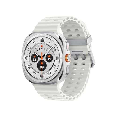 Samsung Galaxy Watch Ultra (2025) Smartwatch mit Galaxy AI, Fitness-Uhr, Marine Band, Titan-Gehäuse, Schnellbutton, Dual-GPS, 64 GB Speicher, 47 mm, LTE, Titanium White, 3 Jahre Herstellergarantie