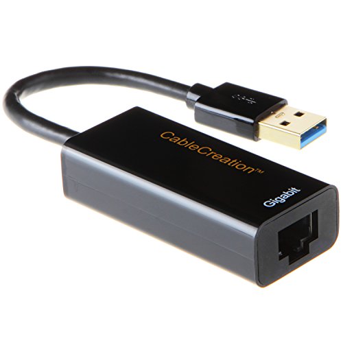 USB to Ethernet, USB Network Adapter, CableCreation USB to RJ45 Gigabit Ethernet Adapter, USB 3.0 to 10/100/1000 Gigabit Ethernet, No Driver Required, Black