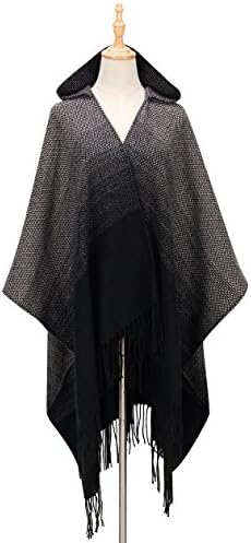 INCX Women's Block Shawl Wrap Knitted Cashmere Poncho Capes Scarf Sweater