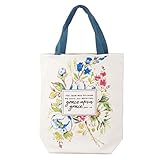 Grace Upon Grace Fashion Canvas Tote Bag in White - John 1:16