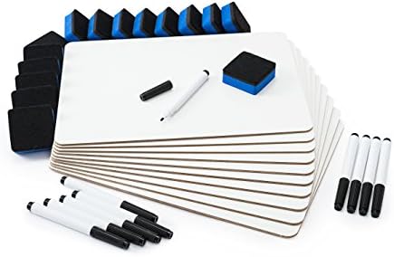 Dry Erase Lapboards Classroom Pack of 30 Whiteboards including 30 2 inch Felt Erasers and 30 Black Dry Erase Markers