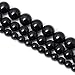 Qiwan Natural Round Loose Beads Jewelry Making DIY Bracelet Necklace Material 1 Strand 15 Inches (10mm, Black Smooth Polished Agate)