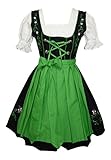 3-piece Short German Party Oktoberfest Dirndl Dress Black & Green