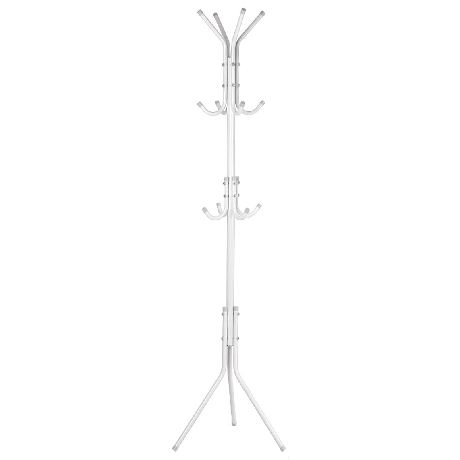 lyrlody Coat Hat Rack, 3 Tier Standing Metal Rack with 12 Hooks, White, for Home Office Bedroom Hallway