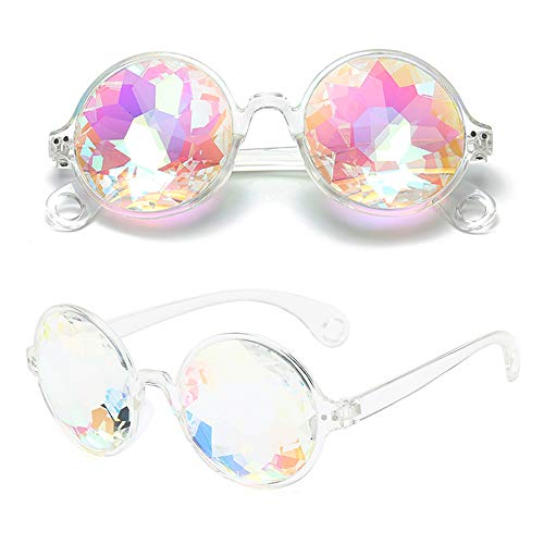 LUFF GloFX Ultimate Kaleidoscope Glasses Lightweight Glass Diffracted Lens For Christmas Halloween Music Festival Party(White)
