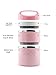 OSPARD Stackable Bento Box Leakproof Lunch Box for Kids School and Adult 43 Ounces (Pink, 3 layer)