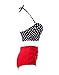 HDE Womens Retro Bikini High Waist Vintage Style Swimsuit 50s Pinup Bathing Suit (Black & Red, S)