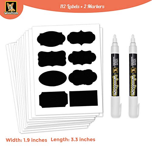 Woodsam Chalkboard Labels Chalk-Stickers for Mason-Jars