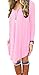 Women's Long Sleeve Casual Loose T-Shirt Dress Pink M