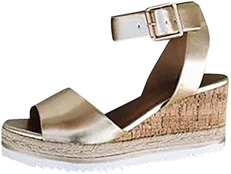 Letdown Sandals for Women Under 10 Dollars Retro Womens Fashion Open Toe Ankle Platform Wedges Shoes Ladies Roman Sandals