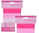 Breast Cancer Pink Ribbon Awareness Rubber Bracelets (6 Pack