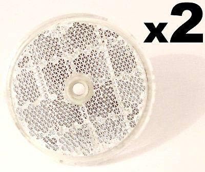 2x E-Approved Round Circular Reflectors White 50mm - FREE FIRST CLASS UK POSTAGE!