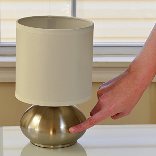 Light Accents Touch Lamps Set of 2, Bedroom Side Table Lamps Brushed