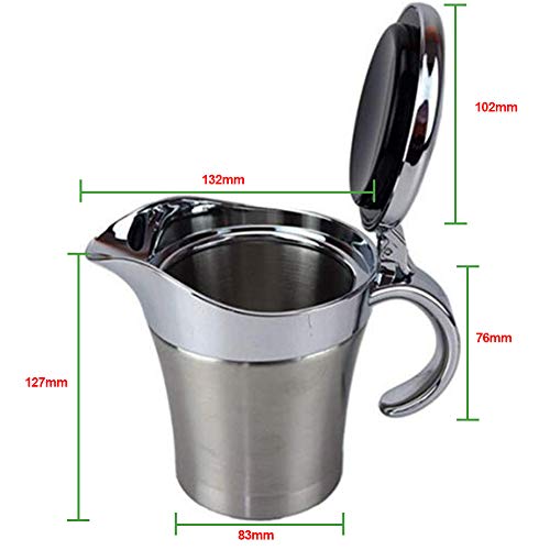 500ml Stainless Steel Sauce Jug Double Insulated Thermal Gravy Boat Sauce Vinegar Lid Jug Liquid Container for Gravy, Sauces, Custard and Much More(silver)