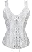 Imilan Women Sexy Boned Lace up Corsets and Strap Bustiers Top (FBA)(L,White)
