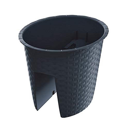 Blumenkasten Balkonkasten Railing Oval Geländerkasten Blumentopf 4 Farben Rattan Optik (Anthrazit) – Bild 3