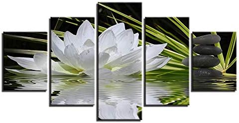Canvas Paintings Kitchen Wall Art Framework 5 Pieces White Lotus Stones Pictures Hd Prints Flowers Lake Water Posters Home Decor No Frame Buy Online At Best Price In Uae Amazon Ae