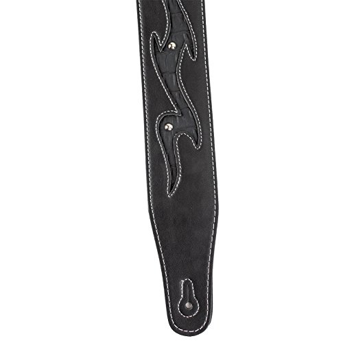 Walker & Williams GD-27 Black Lightning Strap with Gator Inserts, Antiqued Brass Coin & Nailhead Rivets - Thumbnail 3