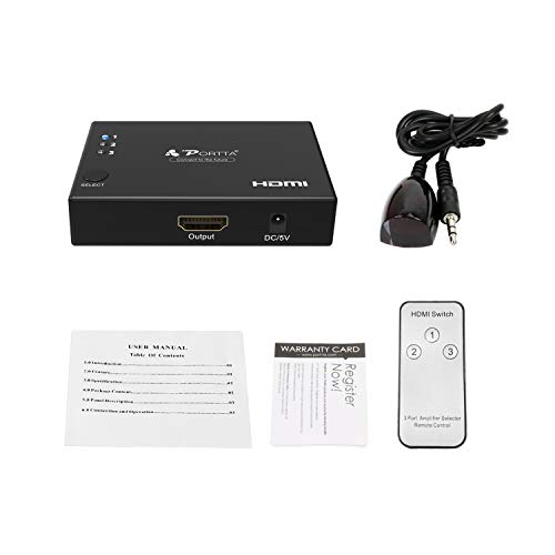 image for Portta 3 Port 3x1 HDMI Mini Switch/Switcher Splitter Selector Support 