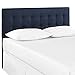 Modway Emily Tufted Button Linen Fabric Upholstered King Headboard in Navy
