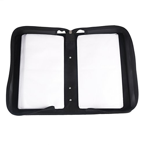 FORE CD/DVD Disc 128pcs PU Wallet Case for CD/DVD Carrying Storage 128 Capacity Color Black …
