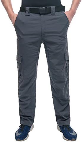 Kale Men's Lightweight Belted Quick-dry Hiking Pants Dark Gray 3131