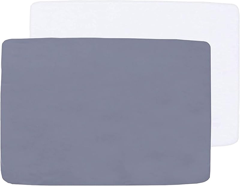 SPRINGSPIRIT Travel Cot Fitted Sheet 2 Pack 95x65cm White Grey Microfiber