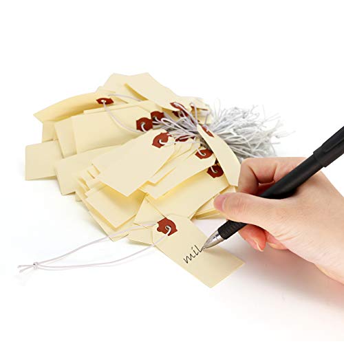 Pack of 100 Manila Shipping Tags 1 3/8 Inch X 2 3/4 Inch. Come with Elastic Rubber Bands. Double Layer Reinforced Eyelets. Durable and Reusable. - Thumbnail 2
