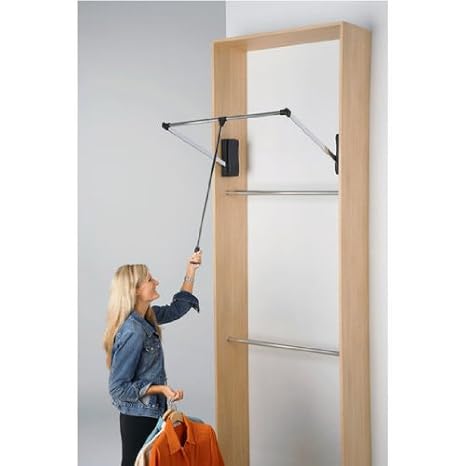Black 12kg Pull Down Wardrobe Rail Clothes Hanger That Pulls Down