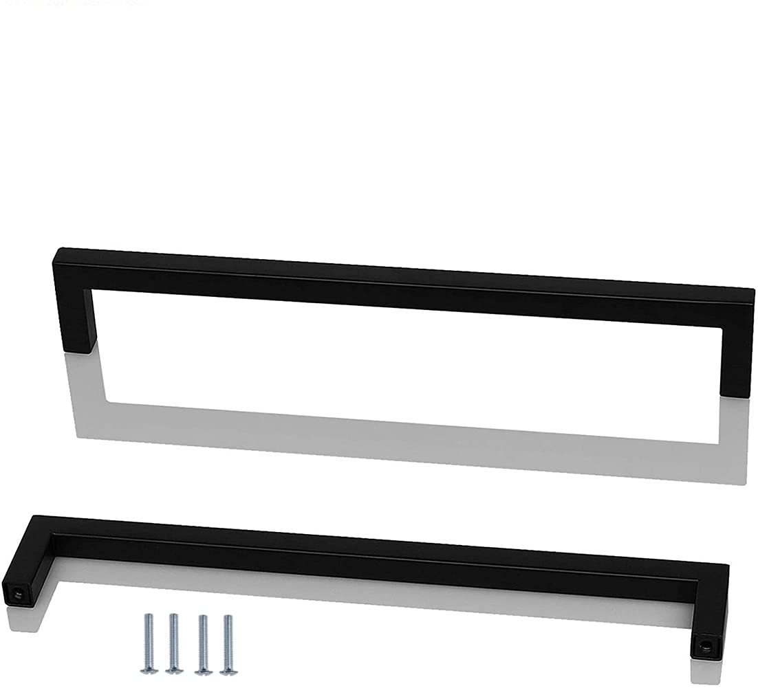 ANSIEDIO 2 Pack Black Stainless Steel Cupboard Handles - 224mm Kitchen Cabinet Door Handles Furniture Drawer T Bar Pulls